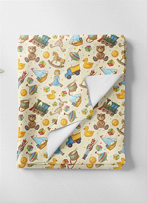 Tecido Oxford Estampa Digital Brinquedos Fundo Amarelo 1,55m de Largura