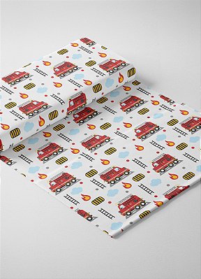 Tecido Oxford Estampa Digital Caminhão de Bombeiro 1,55m de Largura