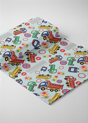 Tecido Oxford Estampa Digital Caminhõezinhos 1,55m de Largura