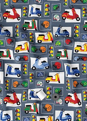 Tecido Oxford Estampa Digital Scooters 1,55m de Largura