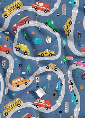 Tecido Oxford Estampa Digital Trânsito da Cidade 1,55m de Largura