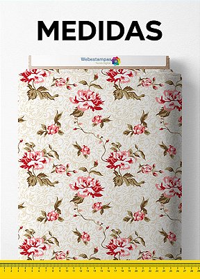 Tecido Oxford Estampa Digital Floral Fundo Palha 1,55m de Largura