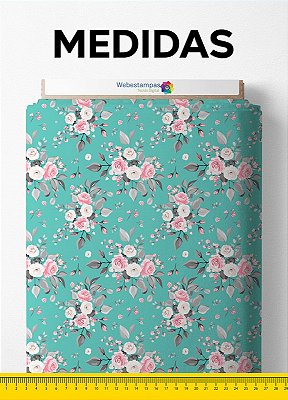 Tecido Oxford Estampa Digital Floral Verde 1,55m de Largura