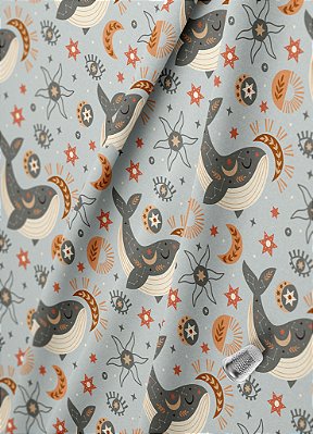 Tecido Oxford Estampa Digital Baleia 1,55m de Largura