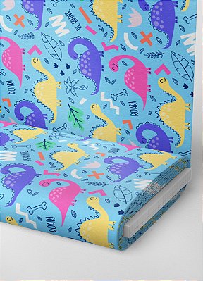 Tecido Oxford Estampa Digital Dinossauros 1,55m de Largura