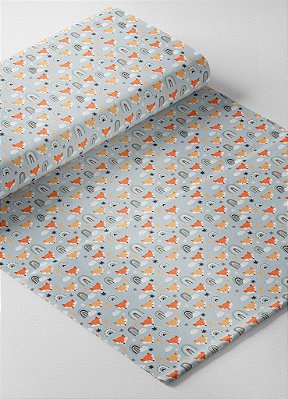 Tecido Oxford Estampa Digital Raposa Feliz 1,55m de Largura