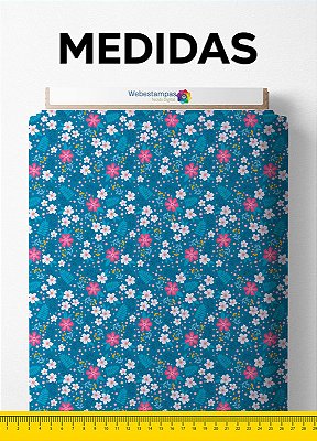 Tecido Oxford Estampa Digital  Flores Brancas e Rosas 1,55m de Largura