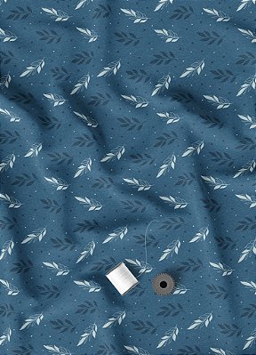 Tecido Oxford Estampa Digital  Raminho Branco Fundo Marinho 1,55m de Largura