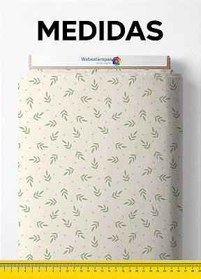 Tecido Oxford Estampa Digital  Raminho Verde Fundo Palha 1,55m de Largura