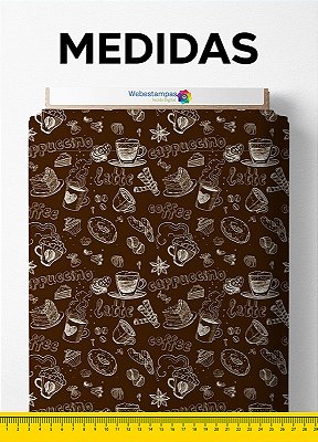 Tecido Oxford Estampa Digital Coffee 1,55m de Largura