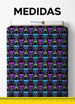Tecido Oxford Estampa Digital Caveira Neon 1,55m de Largura