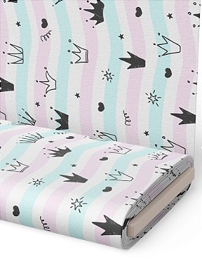 Tecido Oxford Estampa Digital  Coroa e Arco Íris 1,55m de Largura