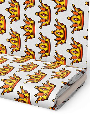 Tecido Oxford Estampa Digital  Coroa Imperial Fundo Branco 1,55m de Largura
