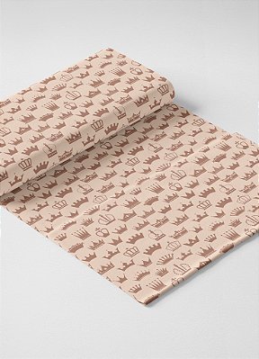 Tecido Oxford Estampa Digital  Coroa Marrim Fundo Palha 1,55m de Largura