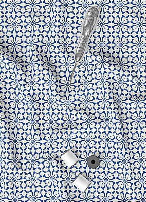 Tecido Oxford Estampa Digital Arabesco Azul Boavista 1,55m de Largura