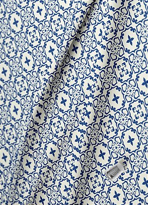 Tecido Oxford Estampa Digital Arabesco Azul Coimbra 1,55m de Largura
