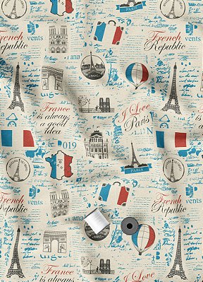 Tecido Oxford Estampa Digital Balão Francês 1,55m de Largura