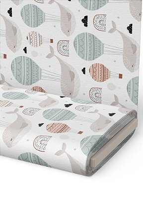 Tecido Oxford Estampa Digital Baleia no Balão  1,55m de Largura