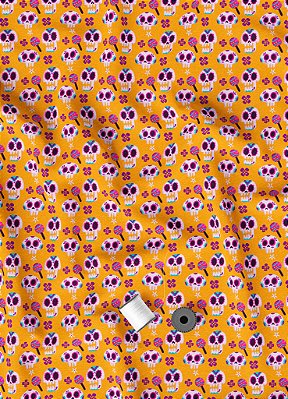 Tecido Oxford Estampa Digital Caveirinha Mexicana 1,55m de Largura