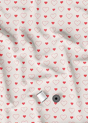 Tecido Oxford Estampa Digital Coraçãozinho 1,55m de Largura