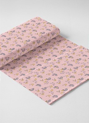 Tecido Oxford Estampa Digital Amorzinho Fundo Rosa 1,55m de Largura