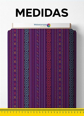 Tecido Oxford Estampa Digital Ulos Roxo 1,55m de Largura