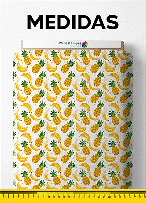 Tecido Oxford Estampa Digital Abacaxi e Bananas 1,55m de Largura