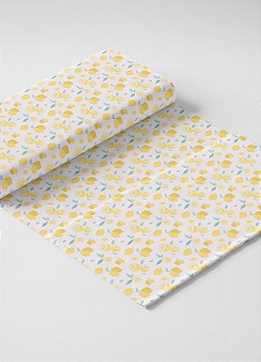 Tecido Oxford Estampa Digital Limão Amarelo Claro 1,55m de Largura