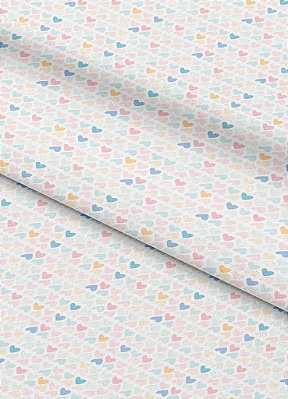 Tecido Oxford Estampa Digital Coração em Fila Coloridos 1,55m de Largura