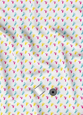 Tecido Oxford Estampa Digital Pézinhos Coloridos 1,55m de Largura