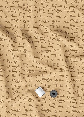 Tecido Oxford Estampa Digital Nota Musical Beje Fundo Palha 1,55m de Largura