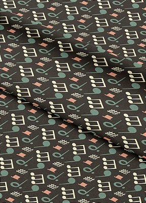 Tecido Oxford Estampa Digital Notas Musicais Clássicas 1,55m de Largura