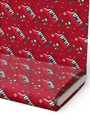 Tecido Oxford Estampa Digital Teclado Vermelho 1,55m de Largura
