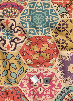 Tecido Oxford Estampa Digital Colmeia Azulejos 1,55m de Largura