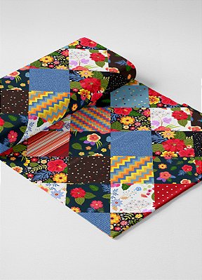 Tecido Oxford Estampa Digital Quadros Flores e Formas 1,55m de Largura