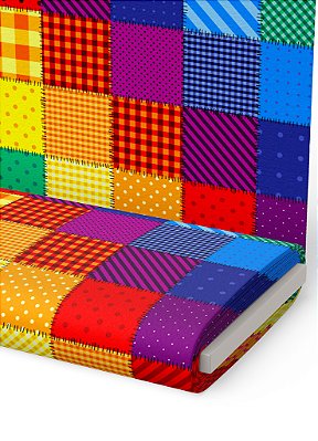 Tecido Oxford Estampa Digital Retalhos Xadrez Colorido 1,55m de Largura