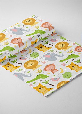 Tecido Oxford Estampa Digital Bichos da Savana 1,55m de Largura