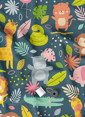 Tecido Oxford Estampa Digital Floresta dos Bichinhos 1,55m de Largura