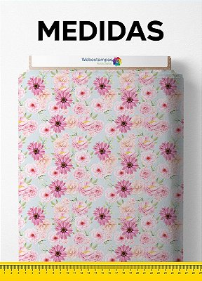 Tecido Oxford Estampa Digital Margarida Tons De Rosa 1,55m de Largura