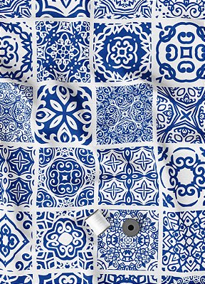 Tecido Oxford Estampa Digital Arabesco Azulejo Marinho 1,55m de Largura
