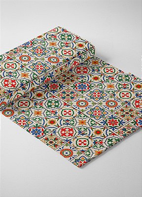 Tecido Oxford Estampa Digital Arabesco Azulejo Multicores 1,55m de Largura