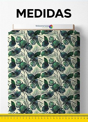 Tecido Oxford Estampa Digital Folhas e Ramos Fundo Verde 1,55m de Largura