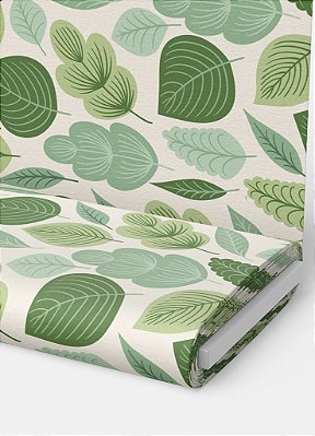 Tecido Oxford Estampa Digital Folhas Tons Verdes e Palha 1,55m de Largura