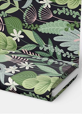 Tecido Oxford Estampa Digital Plantas Fundo Preto 1,55m de Largura
