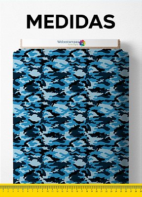 Tecido Helanca Estampa Digital Camuflada Azul e Preto 1,55m de Largura