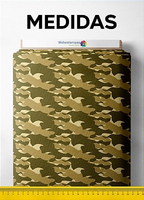 Tecido Helanca Estampa Digital Camuflagem Verde e Bege 1,55m de Largura