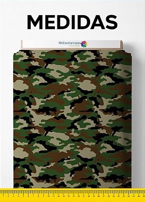 Tecido Helanca Estampa Digital Camuflagem Verde, Marrom e Preto 1,55m de Largura