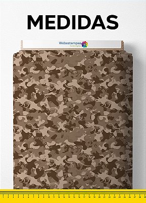 Tecido Helanca Estampa Digital Camuflagem Marrom e Dinos 1,55m de Largura