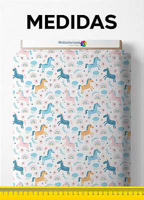 Tecido Helanca Estampa Digital Unicórnio Baby 1,55m de Largura