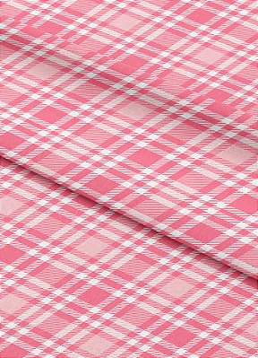 Tecido Helanca Estampa Digital  Xadrez Mini Rosa e Branco 1,55m de Largura